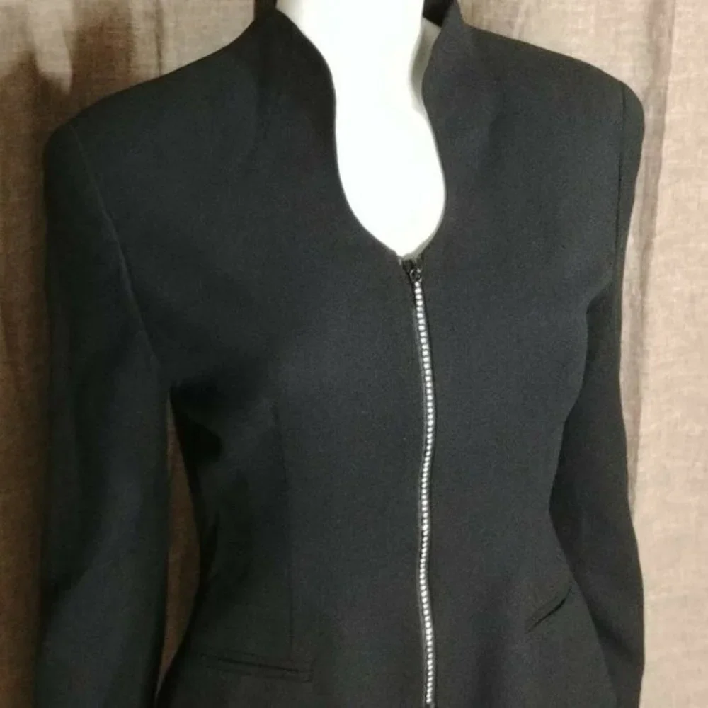 Christian Dior Women's Jacket Blazer Rhinestones Zipper In Black Size 6
